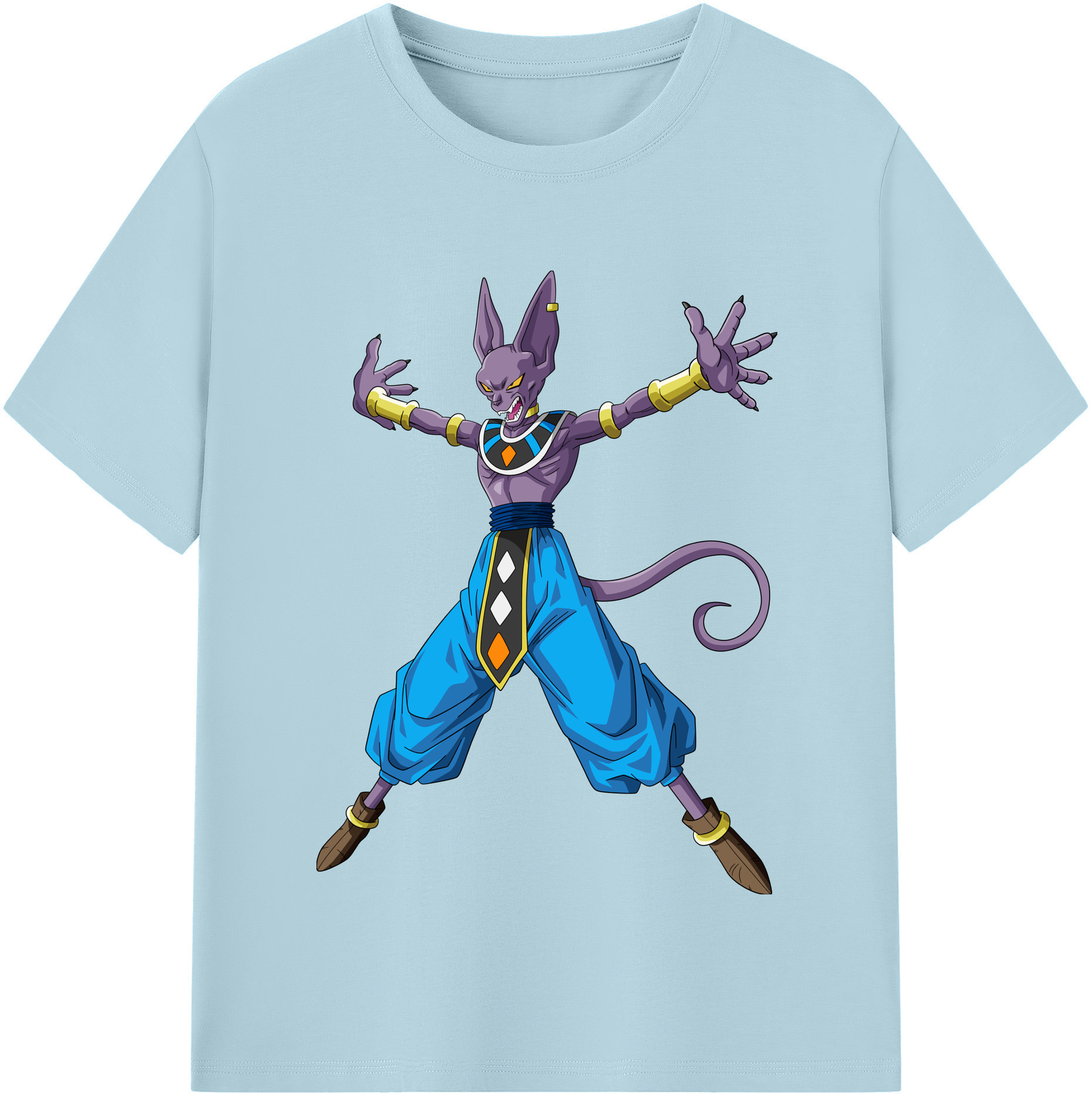 （画像用） ドラゴンボール ビルス 破壊神ビルス DRAGON BALL Beerus Birusu 綿100％半袖Tシャツ（フロントプリント）